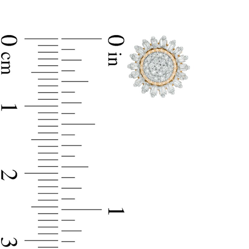 Main Image 2 of Previously Owned - 1/3 CT. T.W. Composite Diamond Sunburst Stud Earrings in 10K Gold