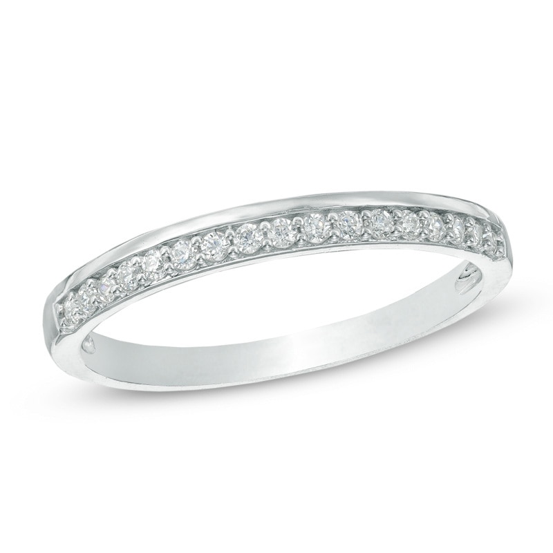 Main Image 1 of Previously Owned - 1/8 CT. T.W. Diamond Wedding Band in 10K White Gold