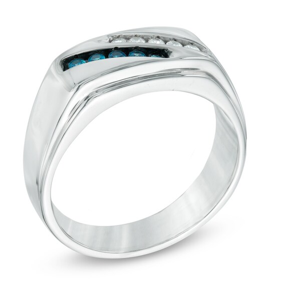 Previously Owned - 1/3 CT. T.w. Blue and White Diamond Ring in Sterling Silver