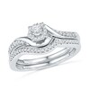 Thumbnail Image 1 of Previously Owned - 1/4 CT. T.W. Diamond Swirl Frame Bridal Set in Sterling Silver