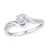 Thumbnail Image 3 of Previously Owned - 1/4 CT. T.W. Diamond Swirl Frame Bridal Set in Sterling Silver