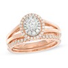Thumbnail Image 1 of Previously Owned - 3/4 CT. T.W. Diamond Double Oval Frame Split Shank Bridal Set in 10K Rose Gold