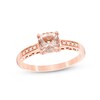 Thumbnail Image 1 of Previously Owned - 6.0mm Cushion-Cut Morganite and 1/20 CT. T.W. Diamond Ring in 10K Rose Gold