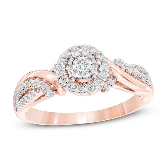 Previously Owned - 1/3 CT. T.w. Diamond Frame Bypass Engagement Ring in 10K Rose Gold