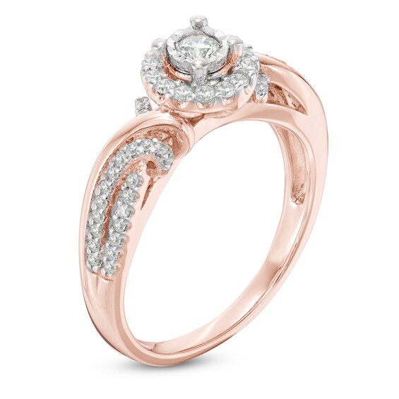 Previously Owned - 1/3 CT. T.w. Diamond Frame Bypass Engagement Ring in 10K Rose Gold
