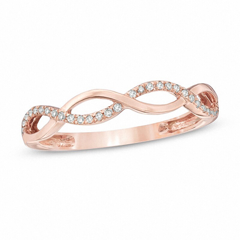 Previously Owned - 1/10 CT. T.W. Diamond Loose Braid Anniversary Band in 10K Rose Gold