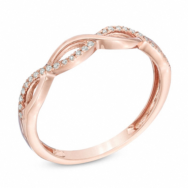 Previously Owned - 1/10 CT. T.W. Diamond Loose Braid Anniversary Band in 10K Rose Gold