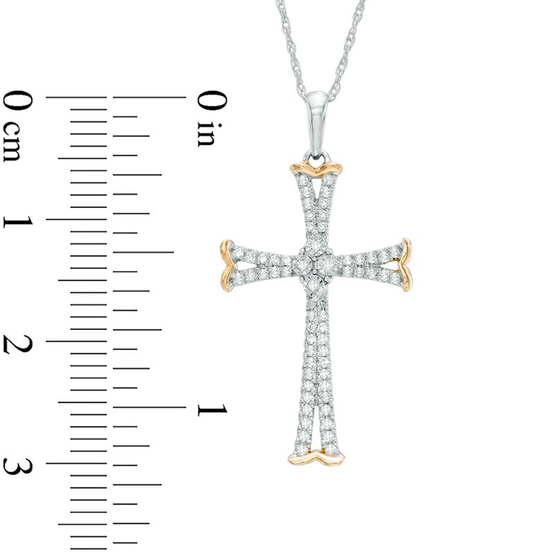 Previously Owned - 1/5 CT. T.W. Diamond Flared Cross Pendant in 10K White Gold