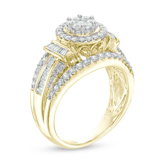 Previously Owned - 1 CT. T.w. Composite Diamond Flower Collar Engagement Ring in 10K Gold