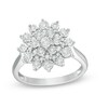 Thumbnail Image 1 of Previously Owned - 1/2 CT. T.W. Diamond Sunburst Ring in 10K White Gold