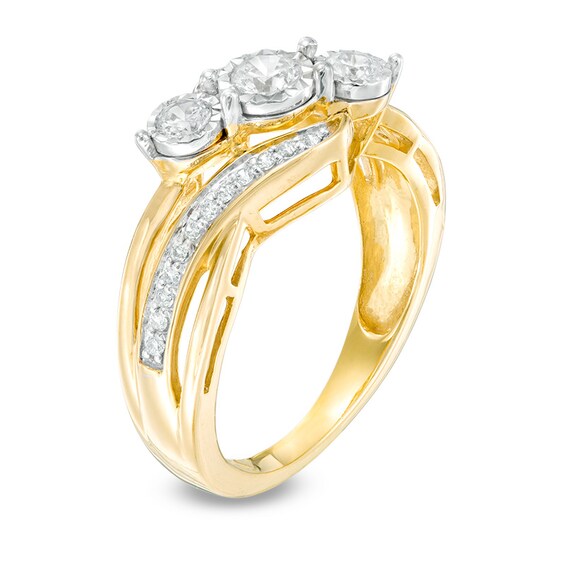 Previously Owned - 1/2 CT. T.w. Diamond Past Present FutureÂ® Bypass Engagement Ring in 10K Gold
