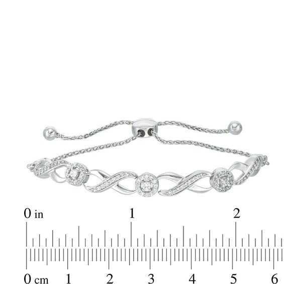 Previously Owned - 1/3 CT. T.w. Diamond Infinity Bolo Bracelet in 10K White Gold - 9.5"