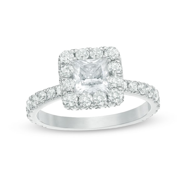 Previously Owned - YOU by Jean Doussetâ¢ 2-1/5 CT. T.w. Princess-Cut Diamond Engagement Ring in 14K White Gold (I/Si2)