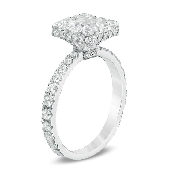 Previously Owned - YOU by Jean Doussetâ¢ 2-1/5 CT. T.w. Princess-Cut Diamond Engagement Ring in 14K White Gold (I/Si2)