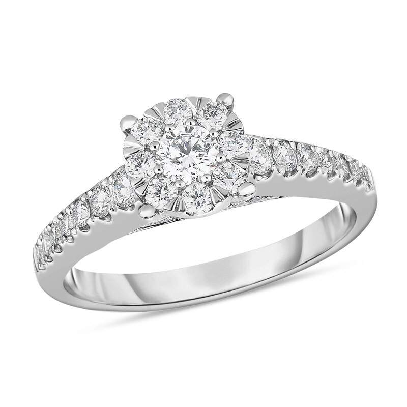 Main Image 1 of Previously Owned - 5/8 CT. T.W. Diamond Frame Engagement Ring in 10K White Gold