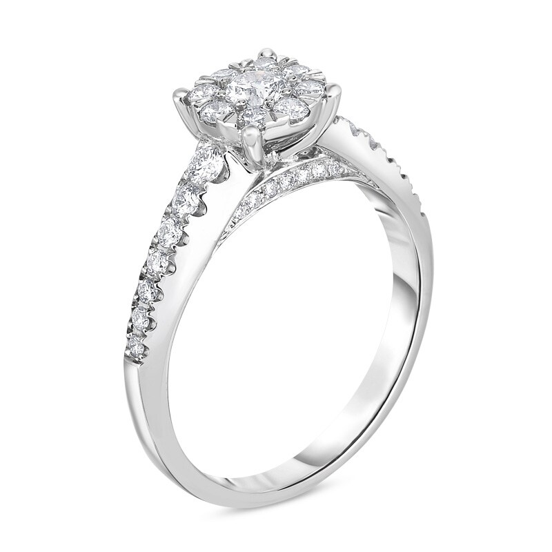 Main Image 2 of Previously Owned - 5/8 CT. T.W. Diamond Frame Engagement Ring in 10K White Gold