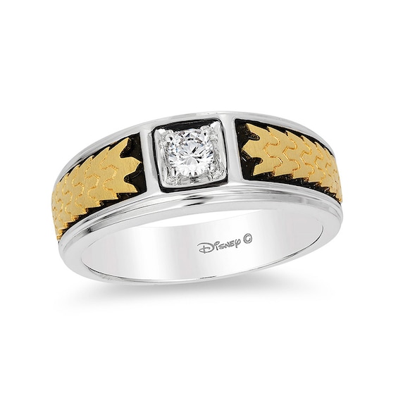 Previously Owned - Enchanted Disney 1/5 CT. Diamond Solitaire Crown Band in 14K Two-Tone Gold