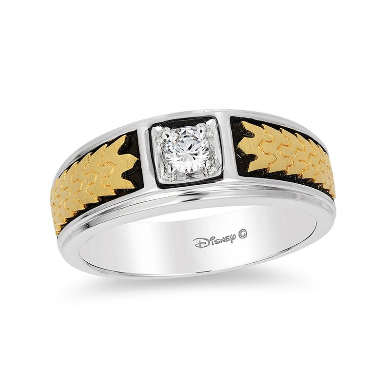 Main Image 1 of Previously Owned - Enchanted Disney 1/5 CT. Diamond Solitaire Crown Band in 14K Two-Tone Gold