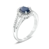 Thumbnail Image 2 of Previously Owned - Oval Blue Sapphire and 1/3 CT. T.W. Diamond Frame Ring in 10K White Gold