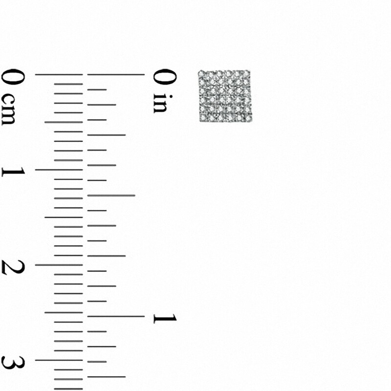 Previously Owned - 1/8 CT. T.W. Diamond Square Stud Earrings in 10K White Gold