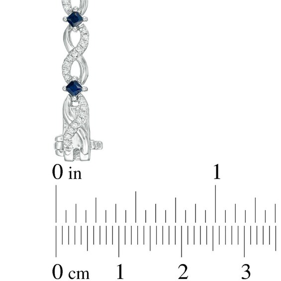 Previously Owned - Vera Wang Love Collection 5/8 CT. T.w. Diamond and Blue Sapphire Bracelet in Sterling Silver - 7.5"