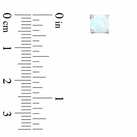 Previously Owned - 6.0mm Cushion-Cut Lab-Created Opal Stud Earrings in 10K White Gold