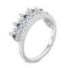 Thumbnail Image 2 of Previously Owned - Lab-Created Blue Sapphire and 1/15 CT. T.W. Diamond Crown Ring in Sterling Silver