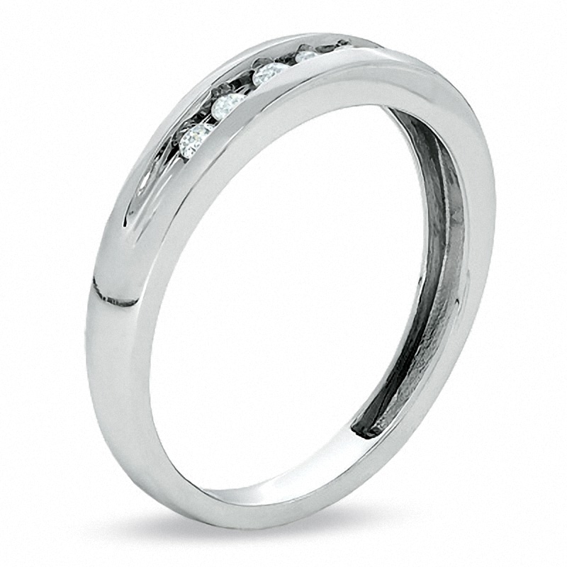 Main Image 2 of Previously Owned - Ladies' 1/6 CT. T.W. Diamond Wedding Band in 10K White Gold