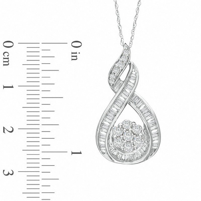 Previously Owned - 1 CT. T.W. Diamond Wrapped Flower Pendant in 10K White Gold