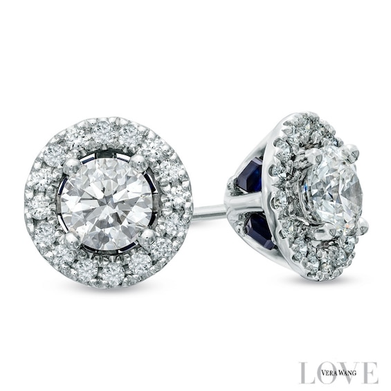 Previously Owned - Vera Wang Love Collection 3/4 CT. T.w. Diamond Frame Stud Earrings in 14K White Gold