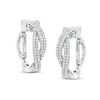 Thumbnail Image 1 of Previously Owned - 3/4 CT. T.W. Diamond Double Row Twisted Hoop Earrings in 10K White Gold