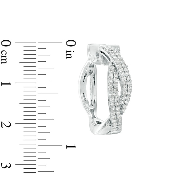 Previously Owned - 3/4 CT. T.w. Diamond Double Row Twisted Hoop Earrings in 10K White Gold