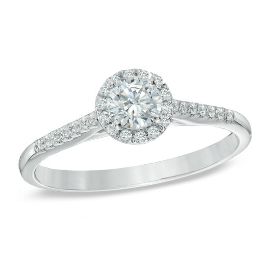 Previously Owned - 1/2 CT. T.w. Diamond Frame Engagement Ring in 14K White Gold