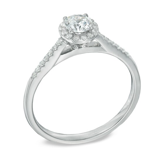 Previously Owned - 1/2 CT. T.w. Diamond Frame Engagement Ring in 14K White Gold
