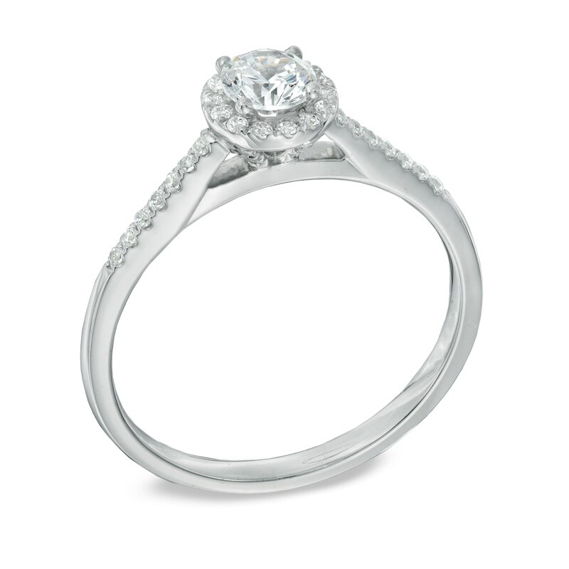 Main Image 2 of Previously Owned - 1/2 CT. T.W. Diamond Frame Engagement Ring in 14K White Gold