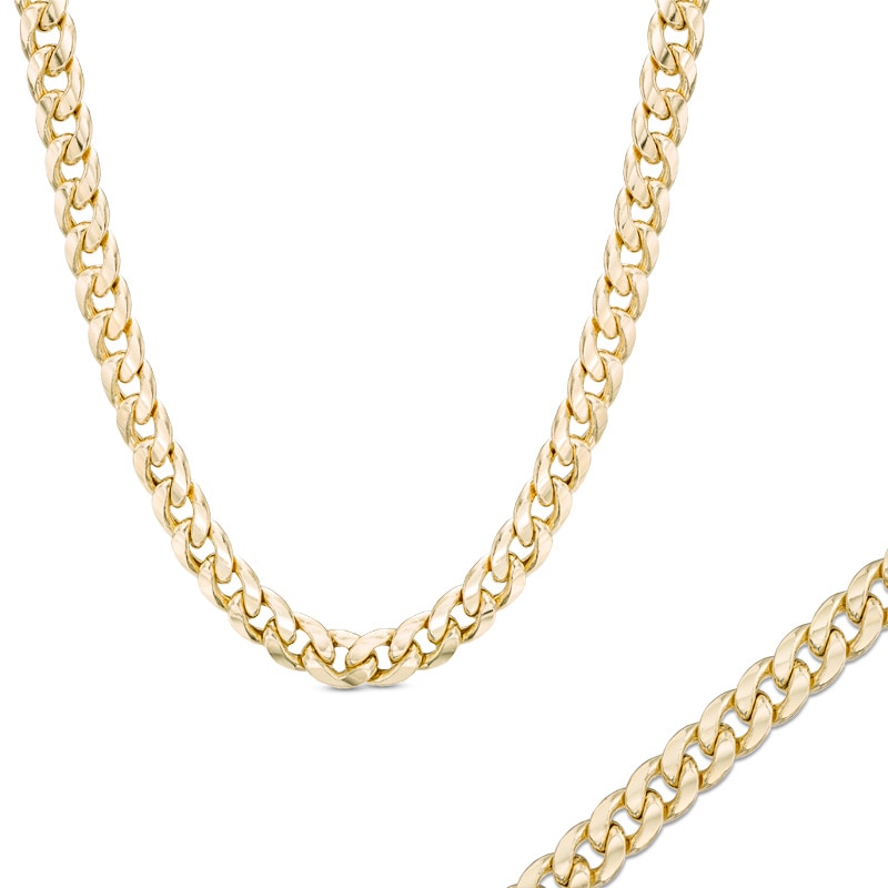 Previously Owned - Men's 10K Gold 6.7mm Light Curb Chain Bracelet and Necklace Set