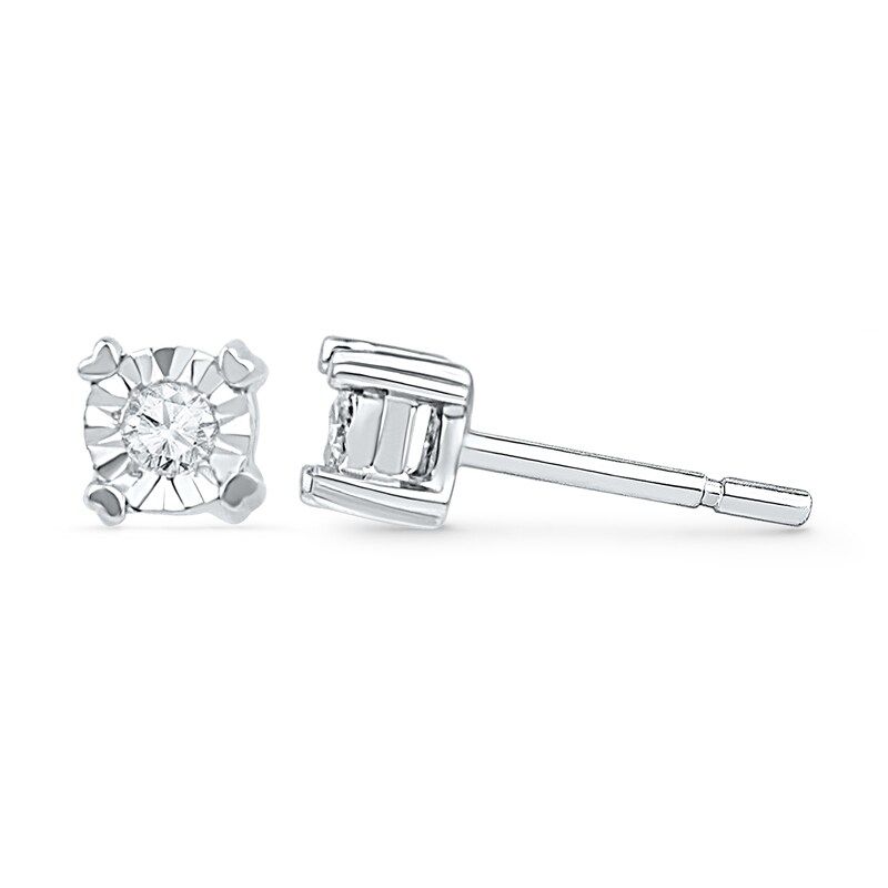 Main Image 1 of Previously Owned - 1/20 CT. T.W. Diamond Solitaire Stud Earrings in 10K White Gold
