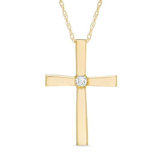 Previously Owned - Diamond Accent Solitaire Cross Pendant in 10K Gold