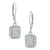 Thumbnail Image 1 of Previously Owned - 3/4 CT. T.W. Multi-Diamond Rectangular Cluster Frame Drop Earrings in 10K White Gold