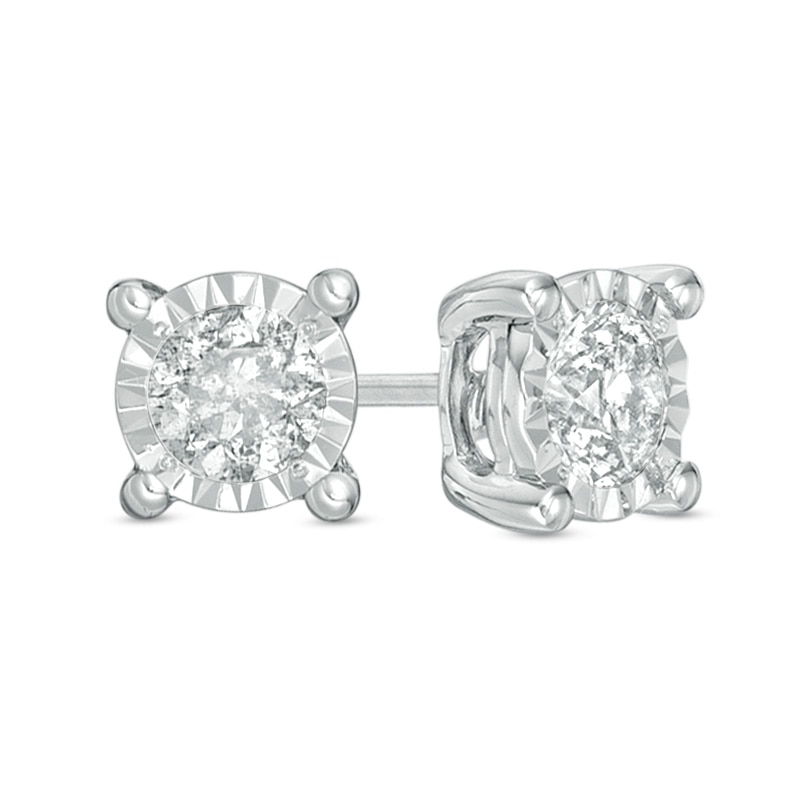 Main Image 1 of Previously Owned - 1/2 CT. T.W. Diamond Solitaire Stud Earrings in 10K White Gold