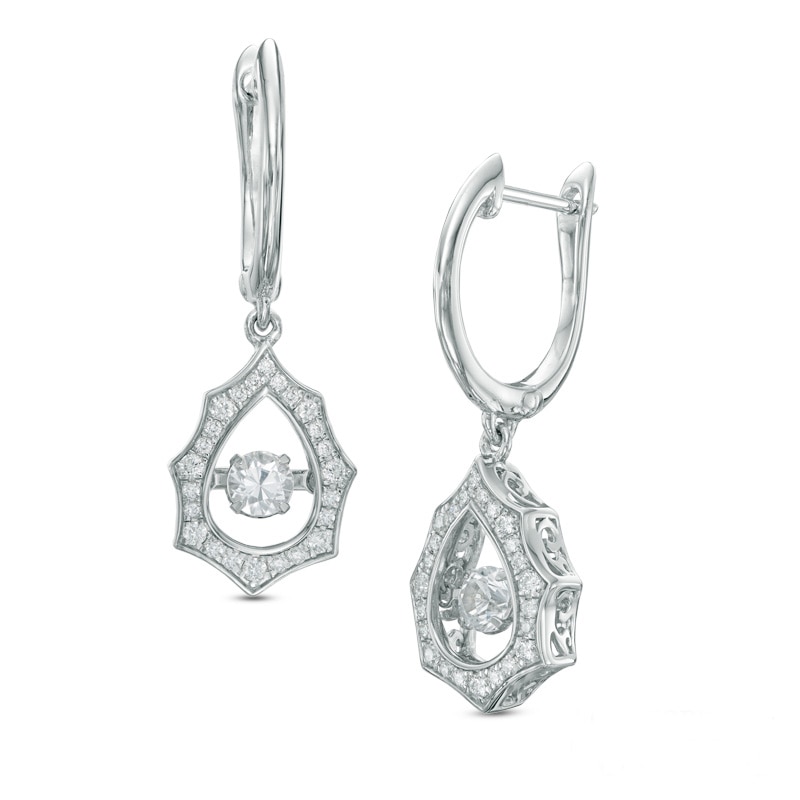 Main Image 1 of Previously Owned - 1/2 CT. T.W. Diamond Starburst Drop Earrings in 10K White Gold