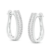 Thumbnail Image 1 of Previously Owned - 1/2 CT. T.W. Baguette and Round Diamond Hoop Earrings in 10K White Gold
