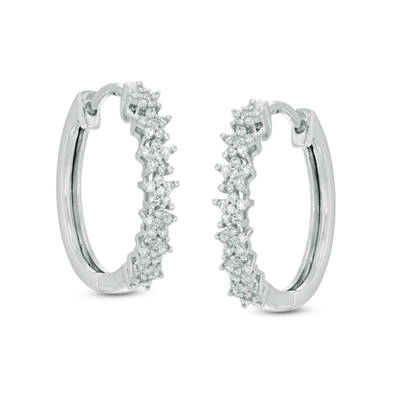 Previously Owned - 1/4 CT. T.w. Diamond Star Hoop Earrings in 10K White Gold