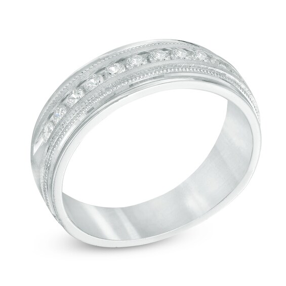 Previously Owned - 1/2 CT. T.w. Diamond Milgrain Anniversary Band in 14K White Gold