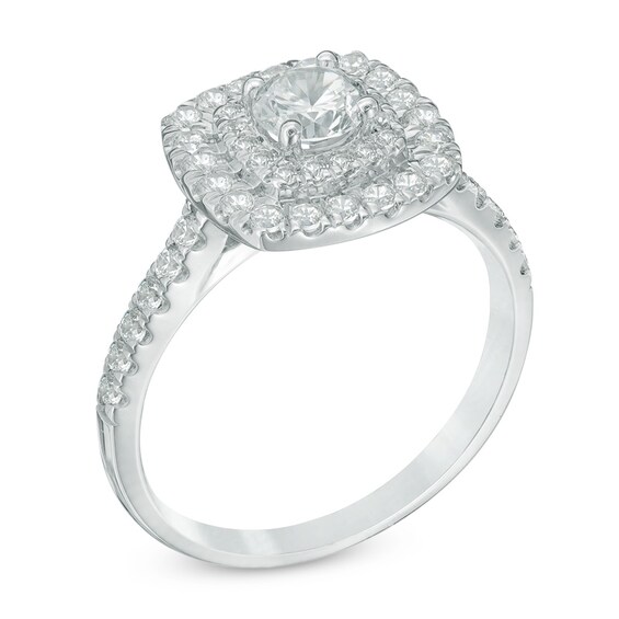Previously Owned - 1 CT. T.w. Diamond Double Square Frame Engagement Ring in 14K White Gold