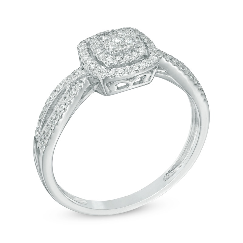Main Image 2 of Previously Owned - 1/5 CT. T.W. Multi-Diamond Diamond Frame Promise Ring in 10K White Gold
