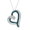 Thumbnail Image 1 of Previously Owned - 1/2 CT. T.W. Enhanced Blue and White Diamond Tilted Double Heart Pendant in 10K White Gold