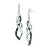Thumbnail Image 1 of Previously Owned - 1/4 CT. T.W. Enhanced Black and White Diamond Twist Drop Earrings in 10K White Gold