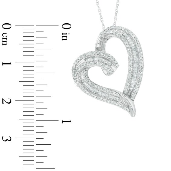 Previously Owned - 1/2 CT. T.w. Diamond Looping Tilted Heart Pendant in 10K White Gold