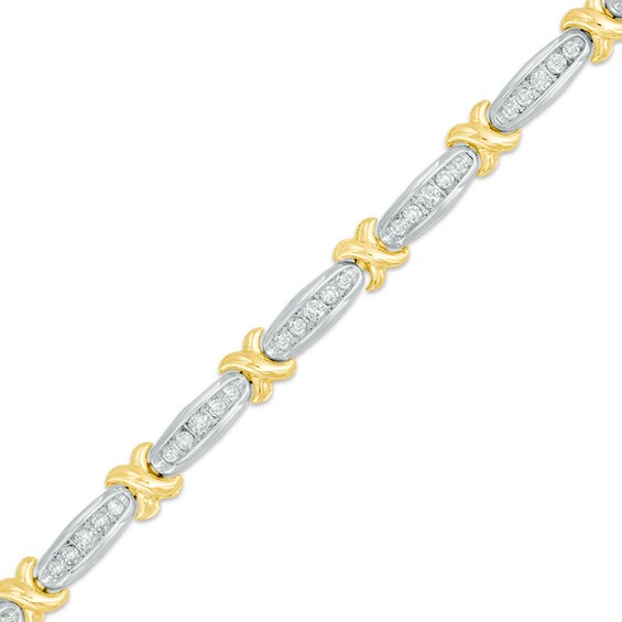Previously Owned - 1 CT. T.w. Diamond "X" Bracelet in 10K White Gold